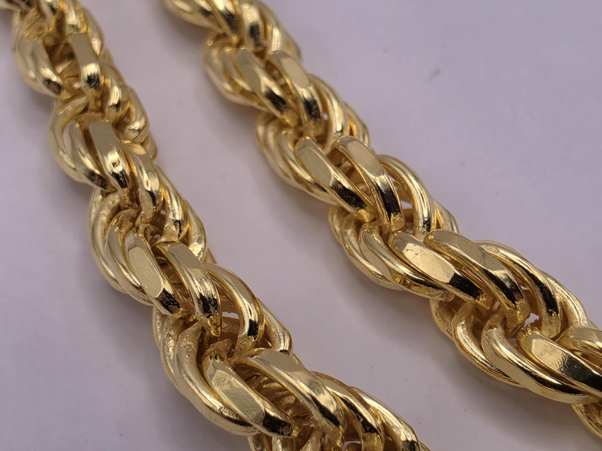 Heavy Gold Plated Sterling Silver Rope Chain Necklace 24 Inch 5mm 66g Statement Chain | Clamdiggers Forge