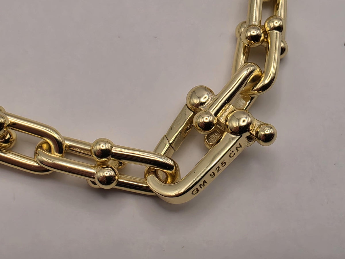 Gold Plated Sterling Silver Ball Link Paperclip Necklace 16 Inch 6mm 30g Hardware Chain | Clamdiggers Forge