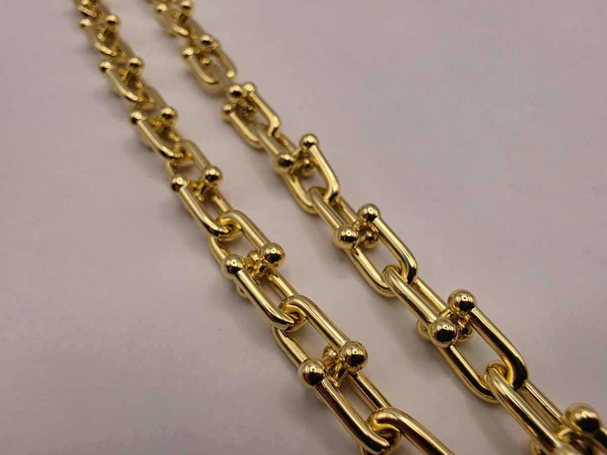Gold Plated Sterling Silver Ball Link Paperclip Necklace 16 Inch 6mm 30g Hardware Chain | Clamdiggers Forge