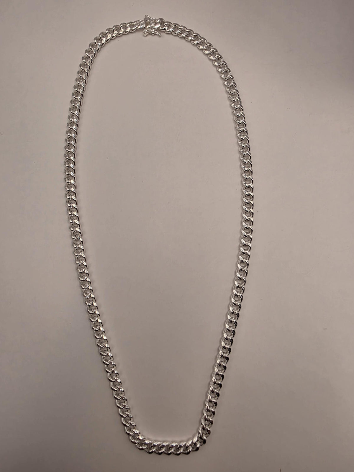 Sterling Silver Cuban Link Necklace 22 Inch 7mm 28.2g Curb Chain Mens Unisex Jewelry | Clamdiggers Forge