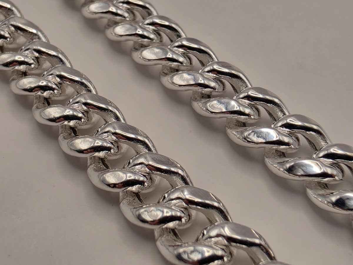 Sterling Silver Cuban Link Necklace 22 Inch 7mm 28.2g Curb Chain Mens Unisex Jewelry | Clamdiggers Forge