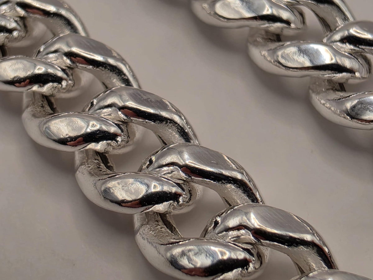 Sterling Silver Cuban Link Necklace 22 Inch 7mm 28.2g Curb Chain Mens Unisex Jewelry | Clamdiggers Forge