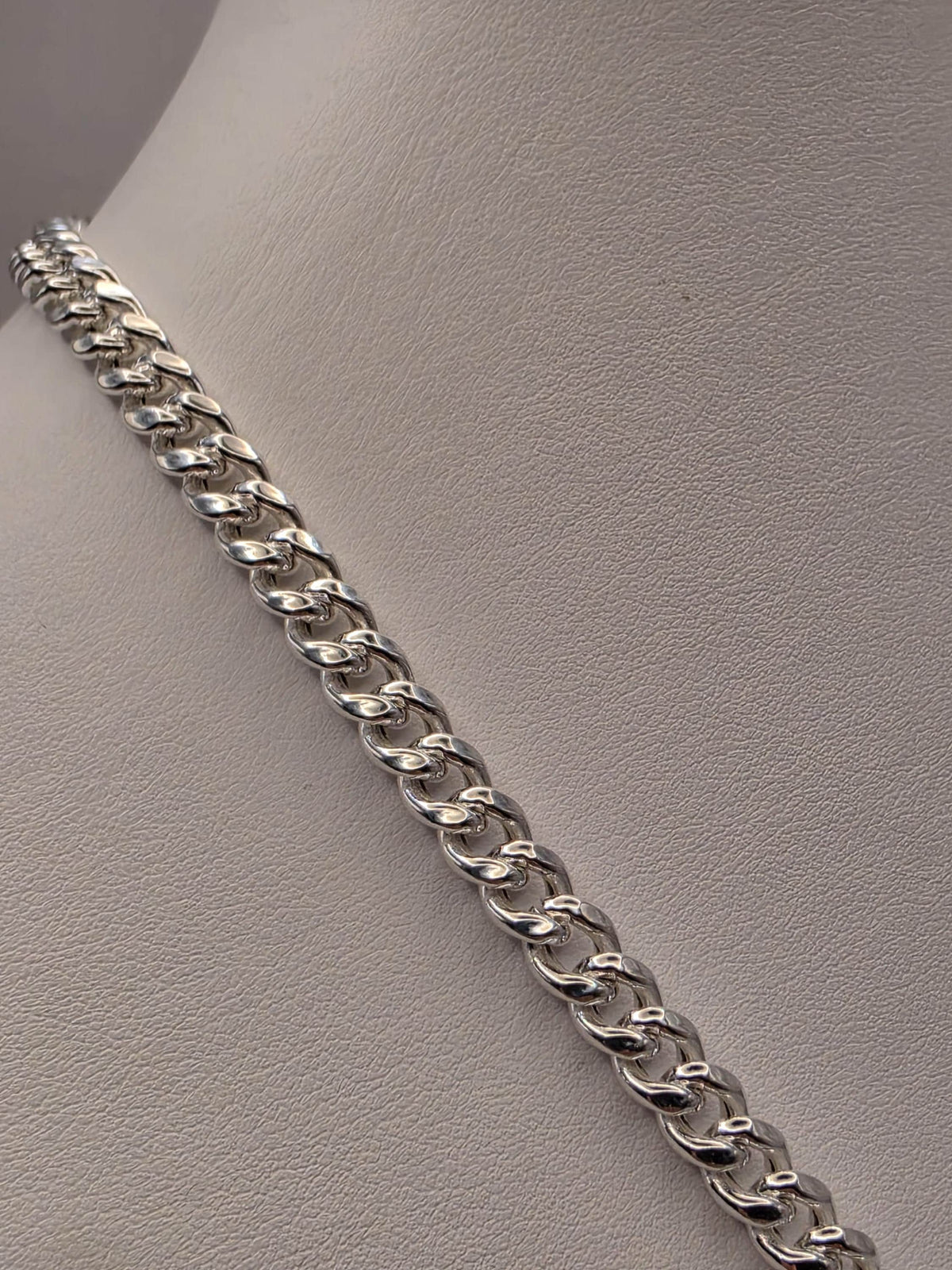 Sterling Silver Cuban Link Necklace 22 Inch 7mm 28.2g Curb Chain Mens Unisex Jewelry | Clamdiggers Forge