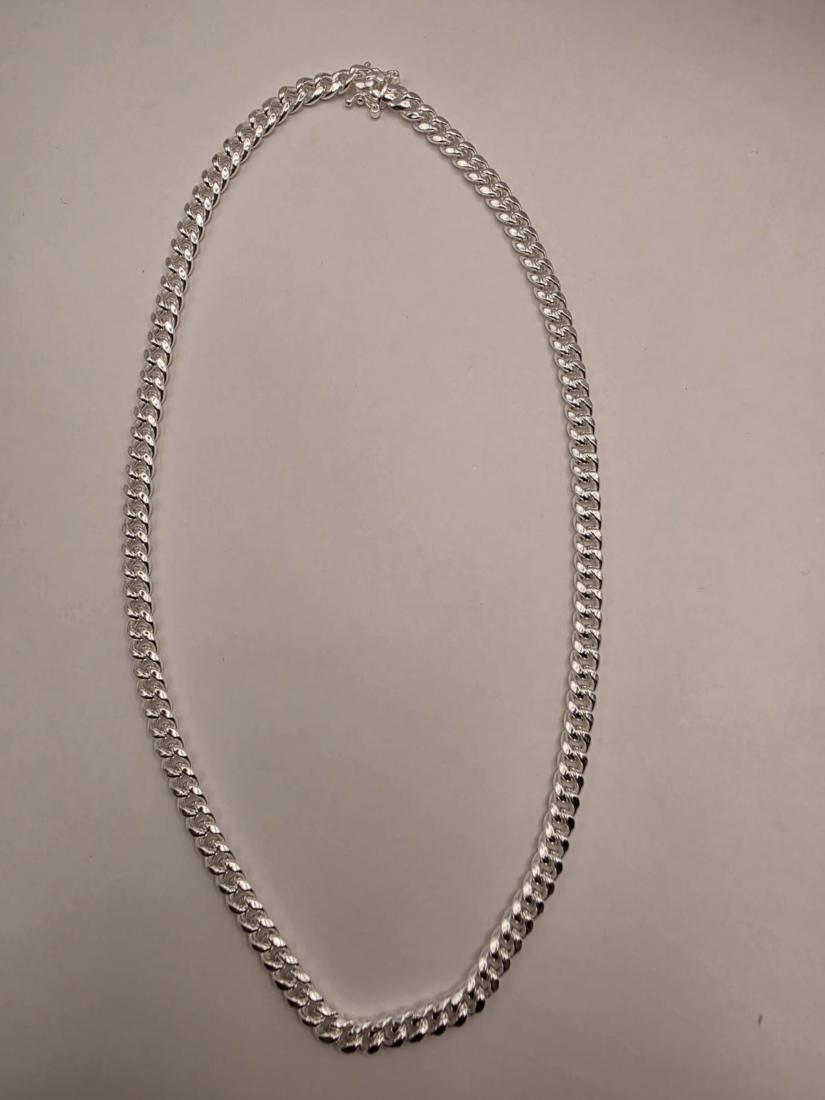 Sterling Silver Cuban Link Necklace 20 Inch 7mm 26.2g Curb Chain Mens Unisex Jewelry | Clamdiggers Forge