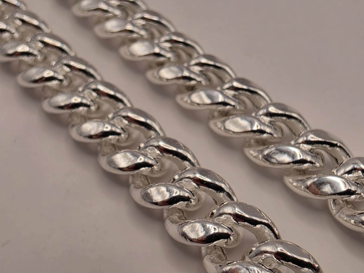 Sterling Silver Cuban Link Necklace 20 Inch 7mm 26.2g Curb Chain Mens Unisex Jewelry | Clamdiggers Forge