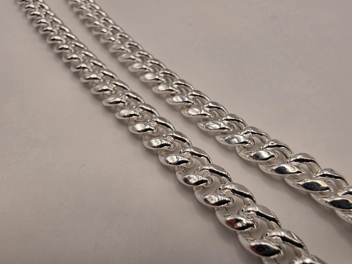 Sterling Silver Cuban Link Necklace 20 Inch 7mm 26.2g Curb Chain Mens Unisex Jewelry | Clamdiggers Forge