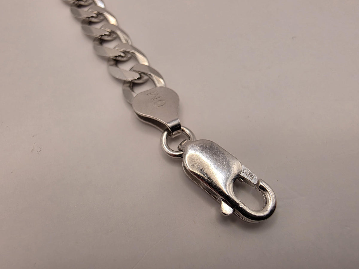 Sterling Silver Cuban Link Bracelet 8 Inch 7mm 10.3g Curb Chain Mens Unisex Jewelry | Clamdiggers Forge