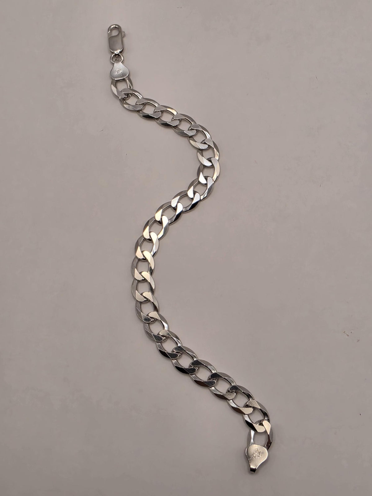 Sterling Silver Cuban Link Bracelet 8 Inch 8mm 12.5g Curb Chain Mens Unisex Jewelry | Clamdiggers Forge