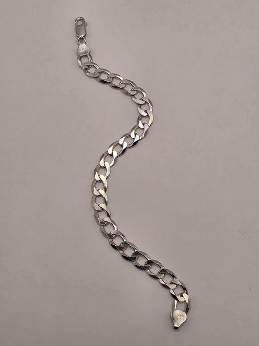 Sterling Silver Cuban Link Bracelet 8 Inch 8mm 12.5g Curb Chain Mens Unisex Jewelry | Clamdiggers Forge