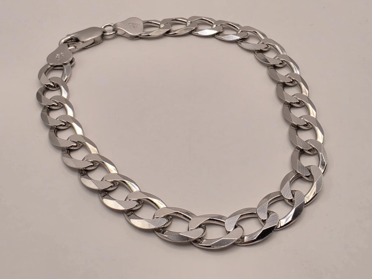 Sterling Silver Cuban Link Bracelet 8 Inch 8mm 12.5g Curb Chain Mens Unisex Jewelry | Clamdiggers Forge