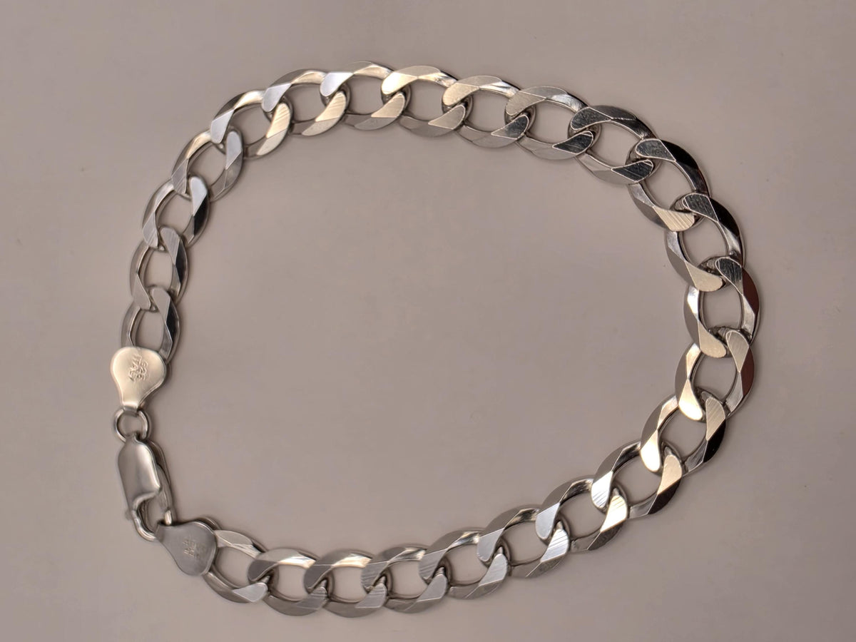 Sterling Silver Cuban Link Bracelet 8 Inch 8mm 12.5g Curb Chain Mens Unisex Jewelry | Clamdiggers Forge