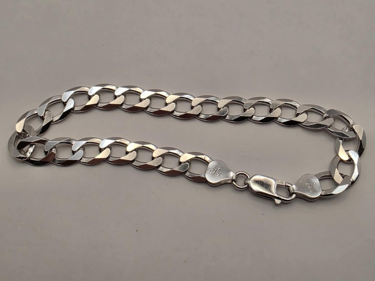Sterling Silver Cuban Link Bracelet 8 Inch 8mm 12.5g Curb Chain Mens Unisex Jewelry | Clamdiggers Forge