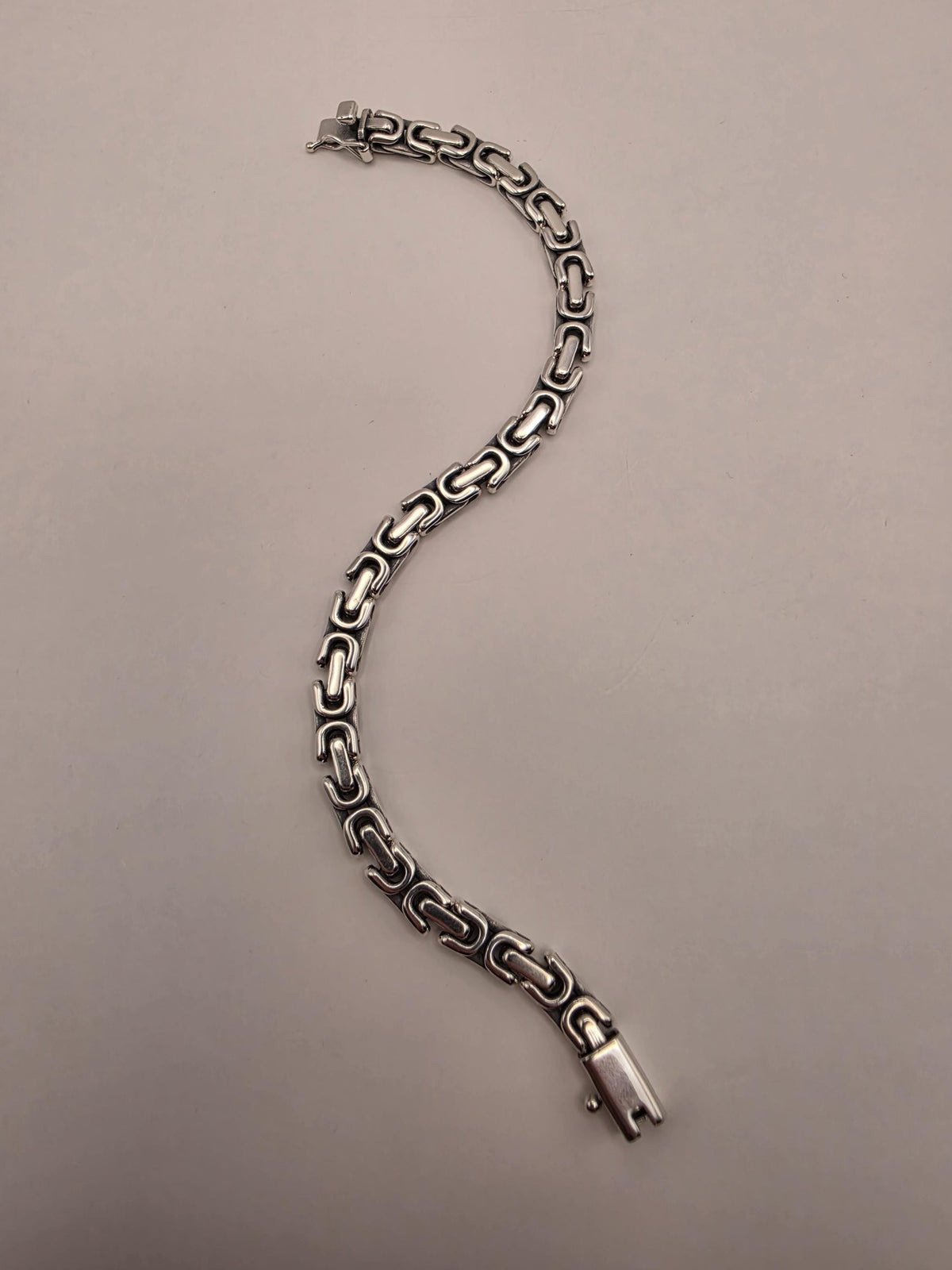 Sterling Silver Byzantine Link Bracelet 8 Inch 6.5mm 26.1g Heavy Statement Jewelry