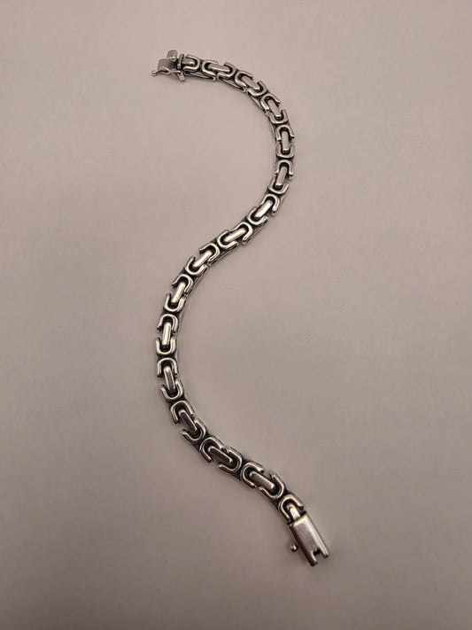 Sterling Silver Byzantine Link Bracelet 8 Inch 6.5mm 26.1g Heavy Statement Jewelry