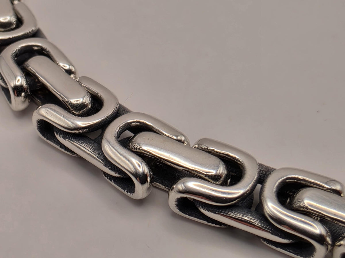 Sterling Silver Byzantine Link Bracelet 8 Inch 6.5mm 26.1g Heavy Statement Jewelry