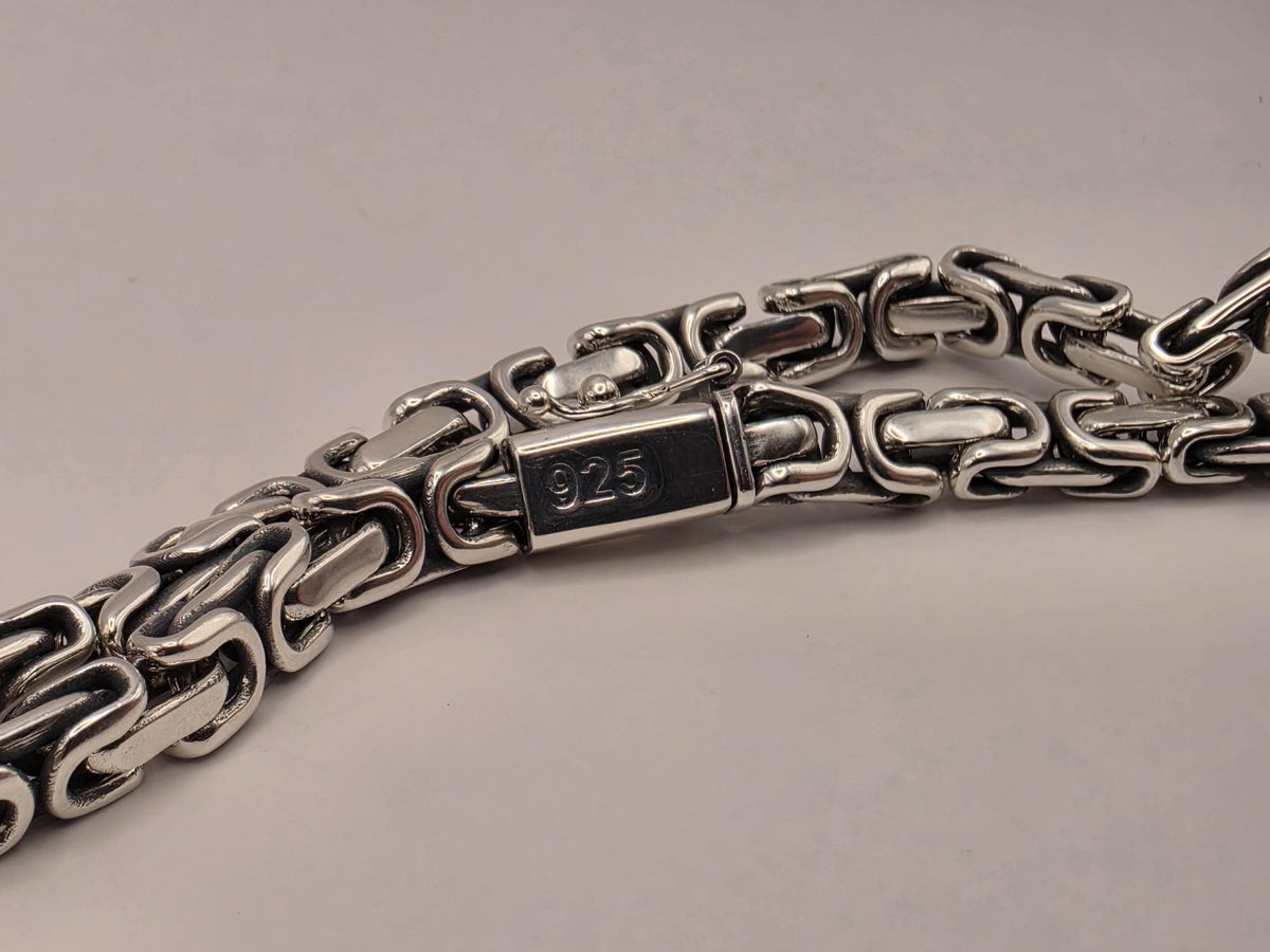 Sterling Silver Byzantine Link Bracelet 8 Inch 6.5mm 26.1g Heavy Statement Jewelry