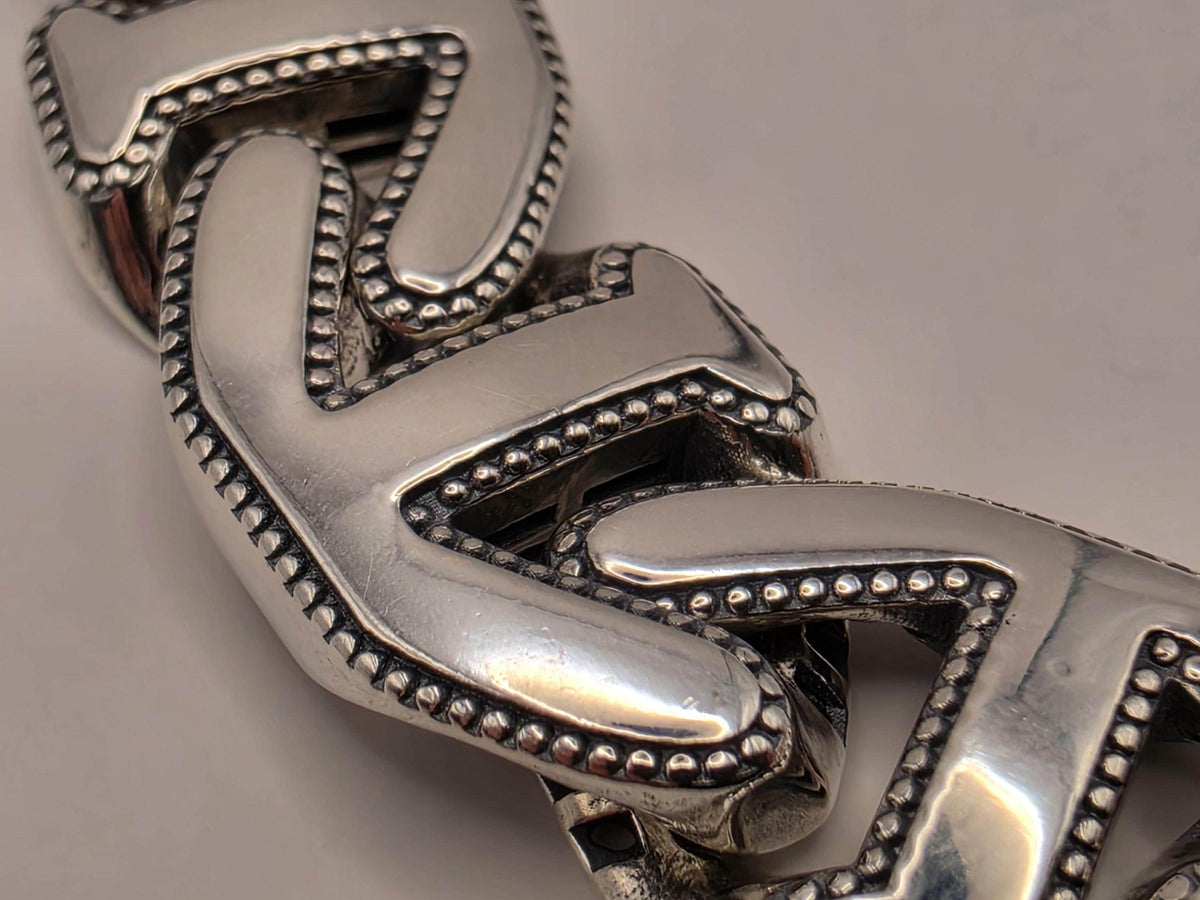 Sterling Silver Anchor Motif Link Bracelet 8 Inch 11.5mm 27.5g Oxidized Nautical Jewelry | Clamdiggers Forge