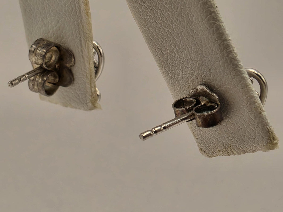 Sterling Silver Butterfly Stud Earrings Pink Teardrop Stone Openwork Pair .375 x .5 Inch | Clamdiggers Forge
