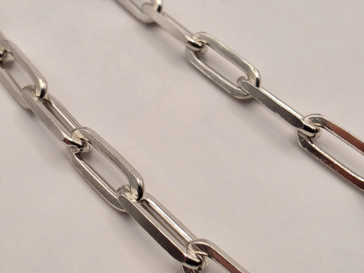 Sterling Silver Paperclip Chain Necklace, 22 Inch, 3.75mm Elongated Links