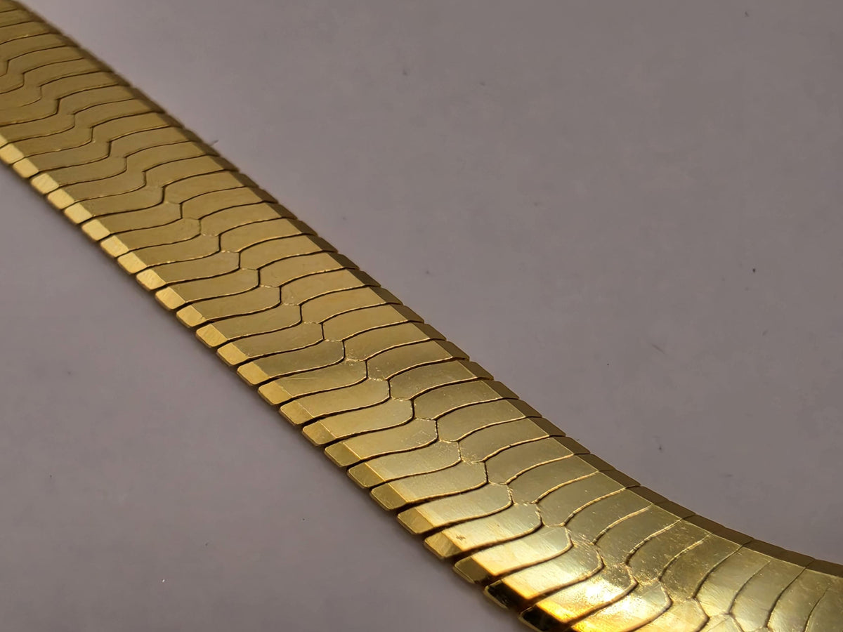 Gold Plated Sterling Silver Herringbone Necklace, 18 Inch, 6.7mm Wide