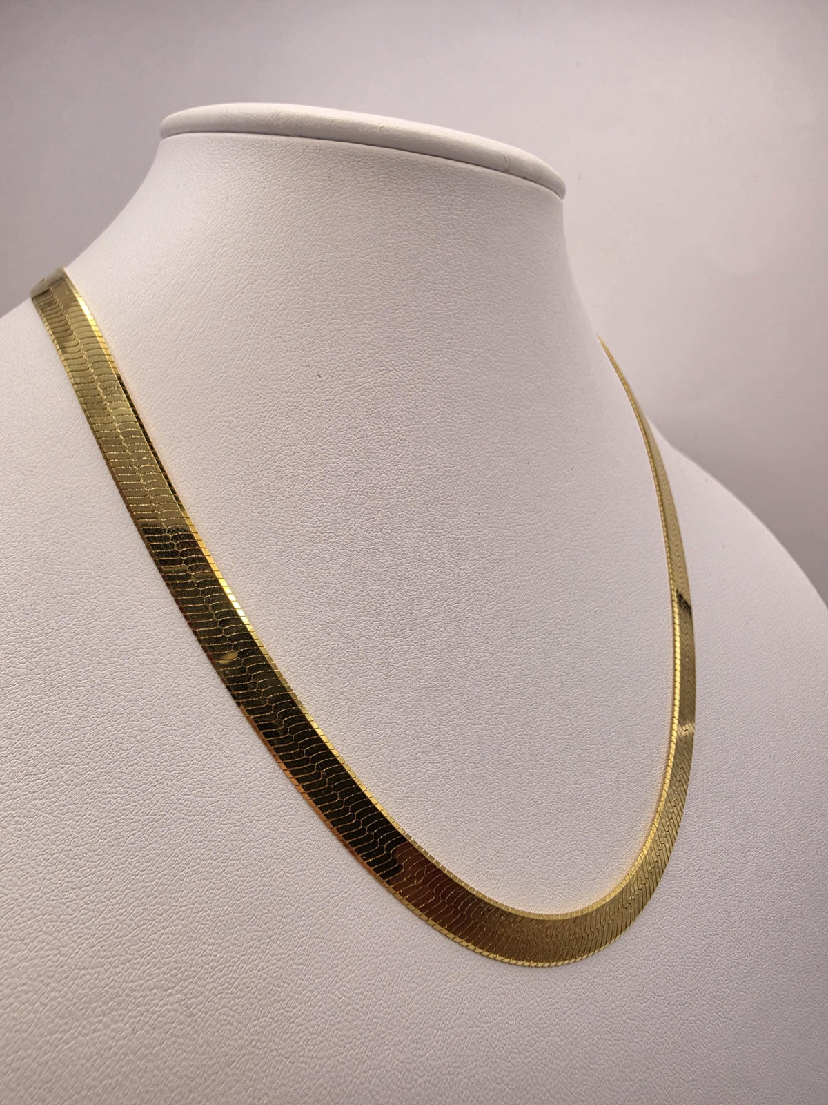 Gold Plated Sterling Silver Herringbone Necklace, 18 Inch, 6.7mm Wide
