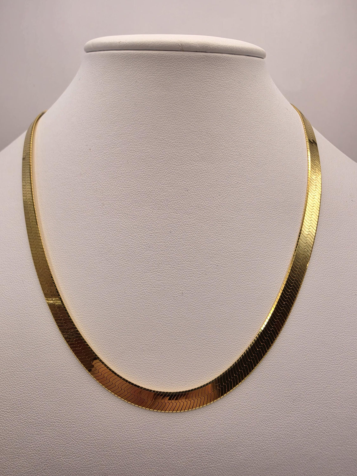Gold Plated Sterling Silver Herringbone Necklace, 18 Inch, 6.7mm Wide