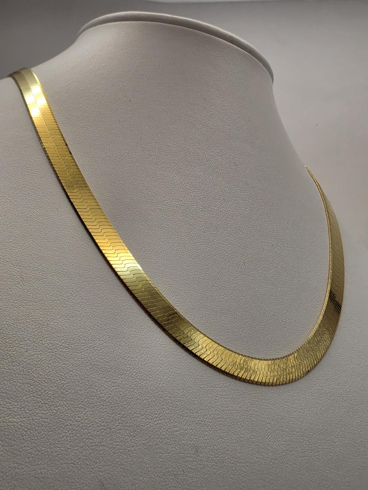 Gold Plated Sterling Silver Herringbone Necklace, 18 Inch, 6.7mm Wide