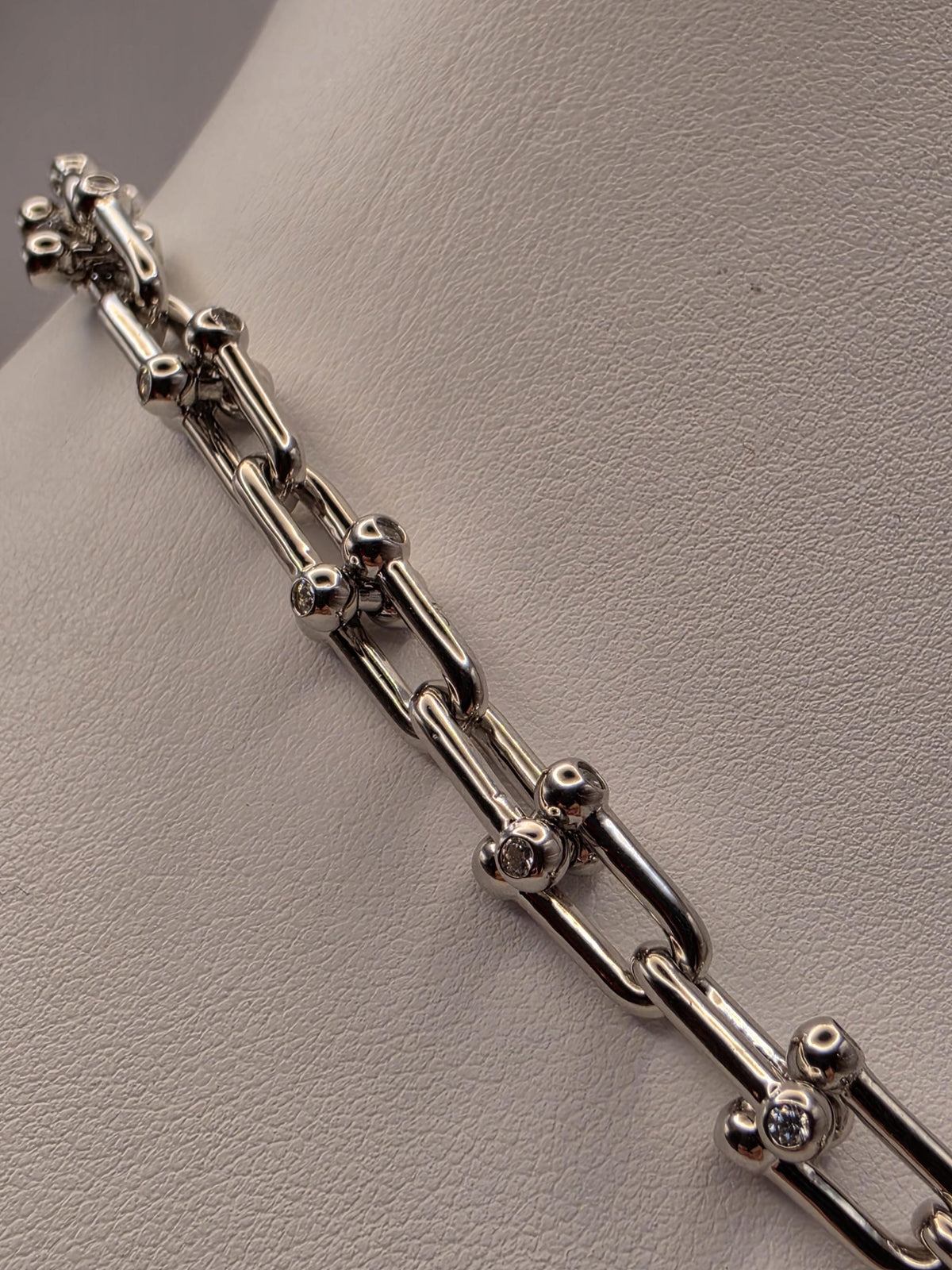 Sterling Silver CZ Ball Link Paperclip Necklace, 18 Inch, 6.8mm, 54.3g