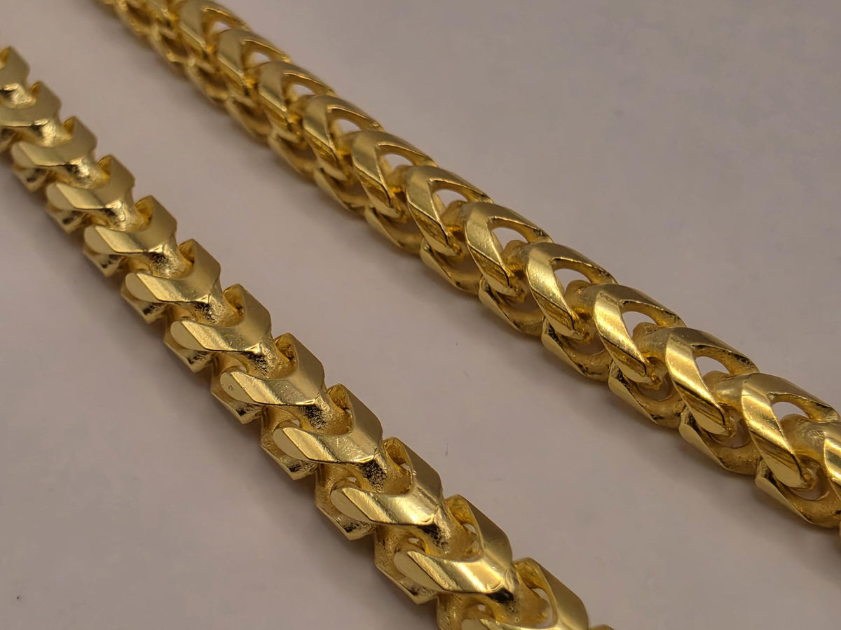 Gold Plated Sterling Silver Franco Necklace, 22 Inch, 4mm, 37.9g