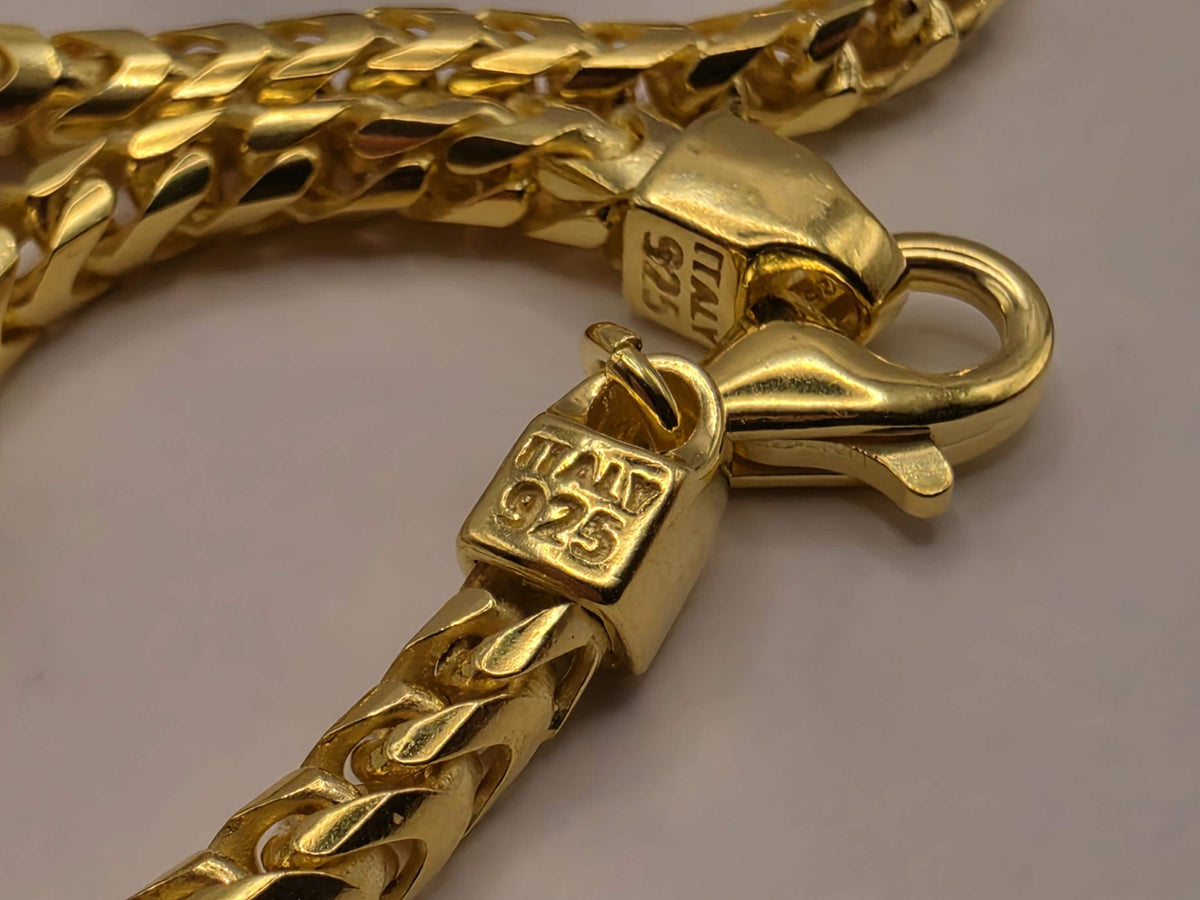 Gold Plated Sterling Silver Franco Necklace, 22 Inch, 4mm, 37.9g