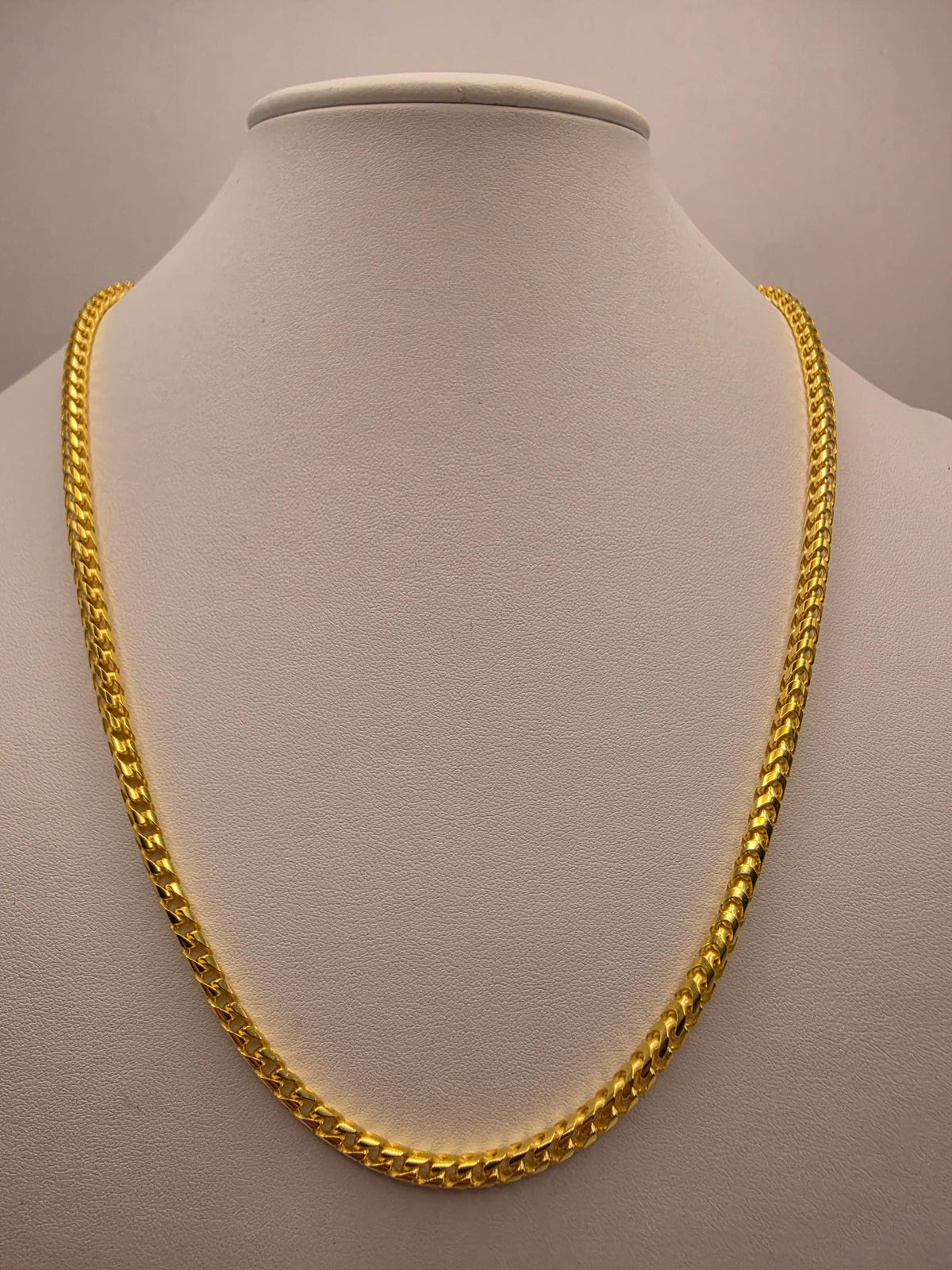Gold Plated Sterling Silver Franco Necklace, 22 Inch, 4mm, 37.9g