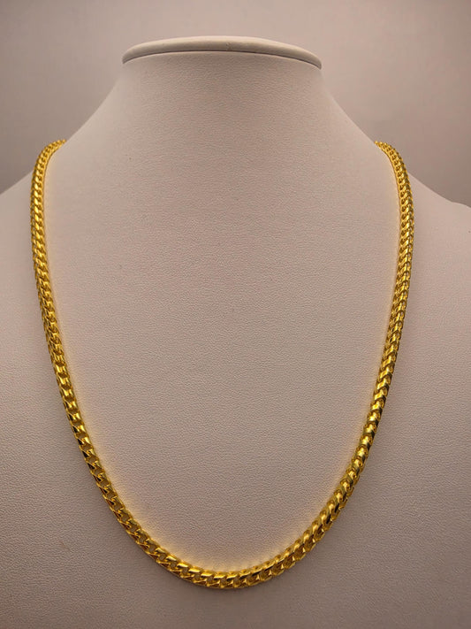 Gold Plated Sterling Silver Franco Necklace, 22 Inch, 4mm, 37.9g