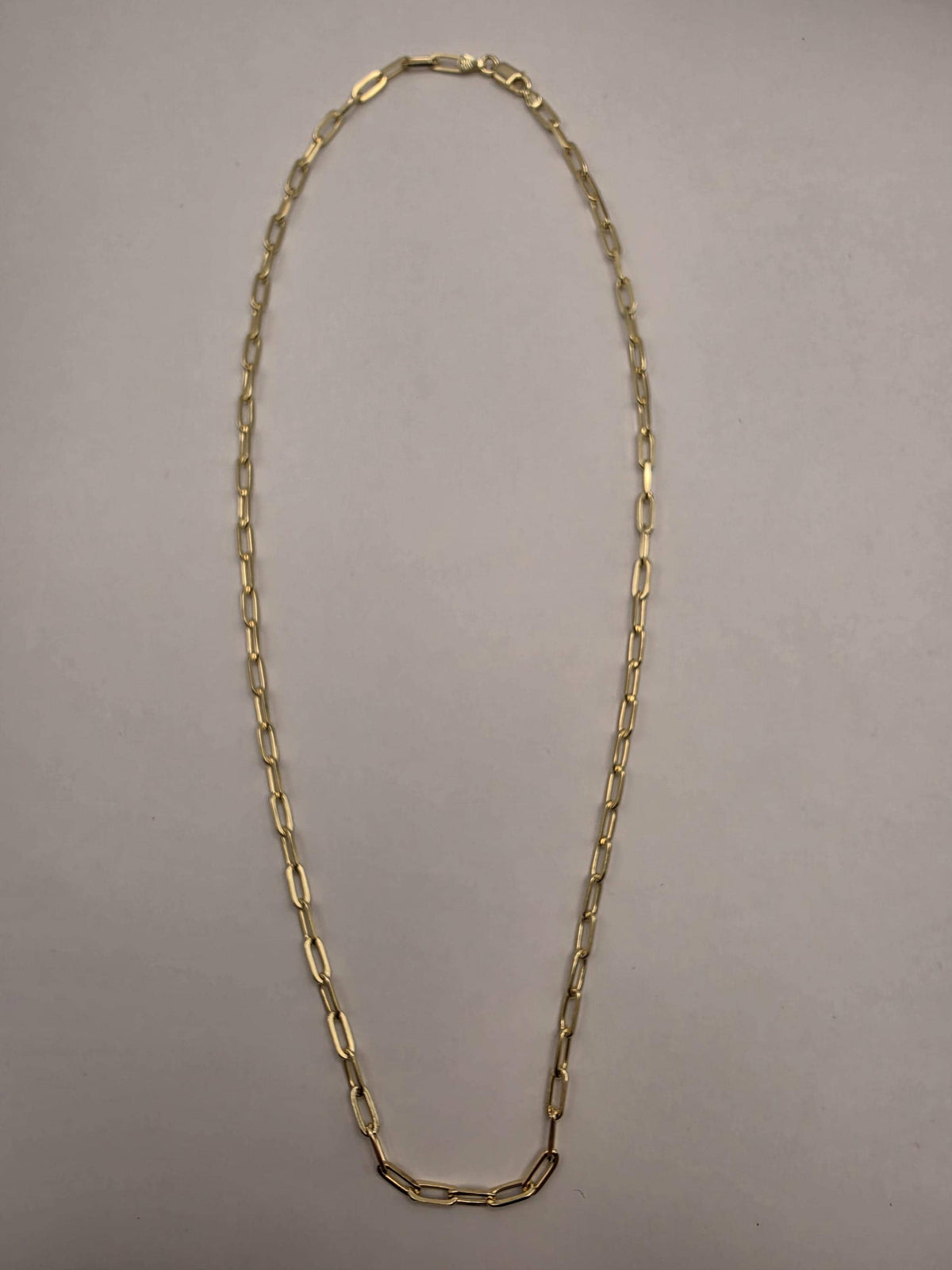 Gold Plated Sterling Silver Paperclip Chain Necklace 20 Inch 4mm 9.9g Minimalist Link Jewelry | Clamdiggers Forge