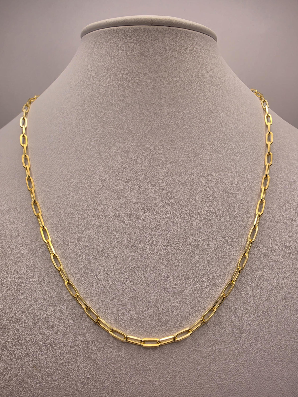 Gold Plated Sterling Silver Paperclip Chain Necklace 20 Inch 4mm 9.9g Minimalist Link Jewelry | Clamdiggers Forge