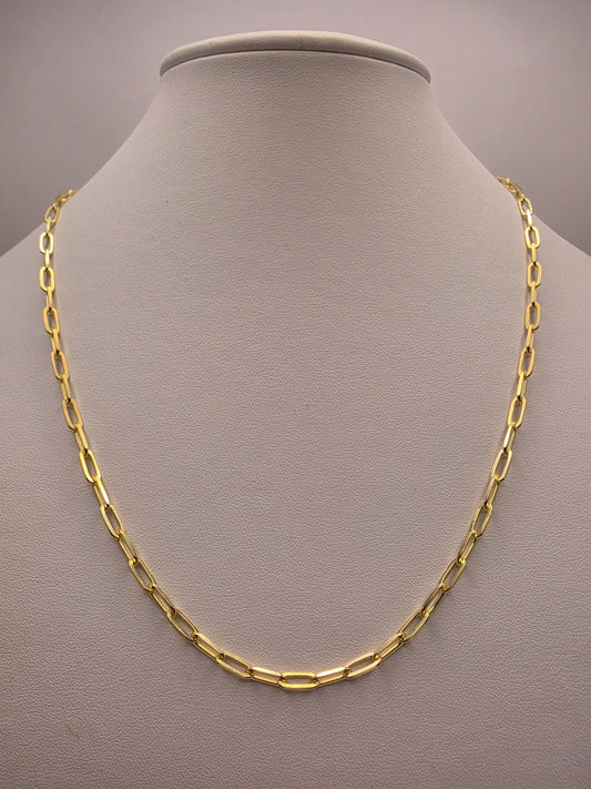 Gold Plated Sterling Silver Paperclip Chain Necklace 20 Inch 4mm 9.9g Minimalist Link Jewelry | Clamdiggers Forge
