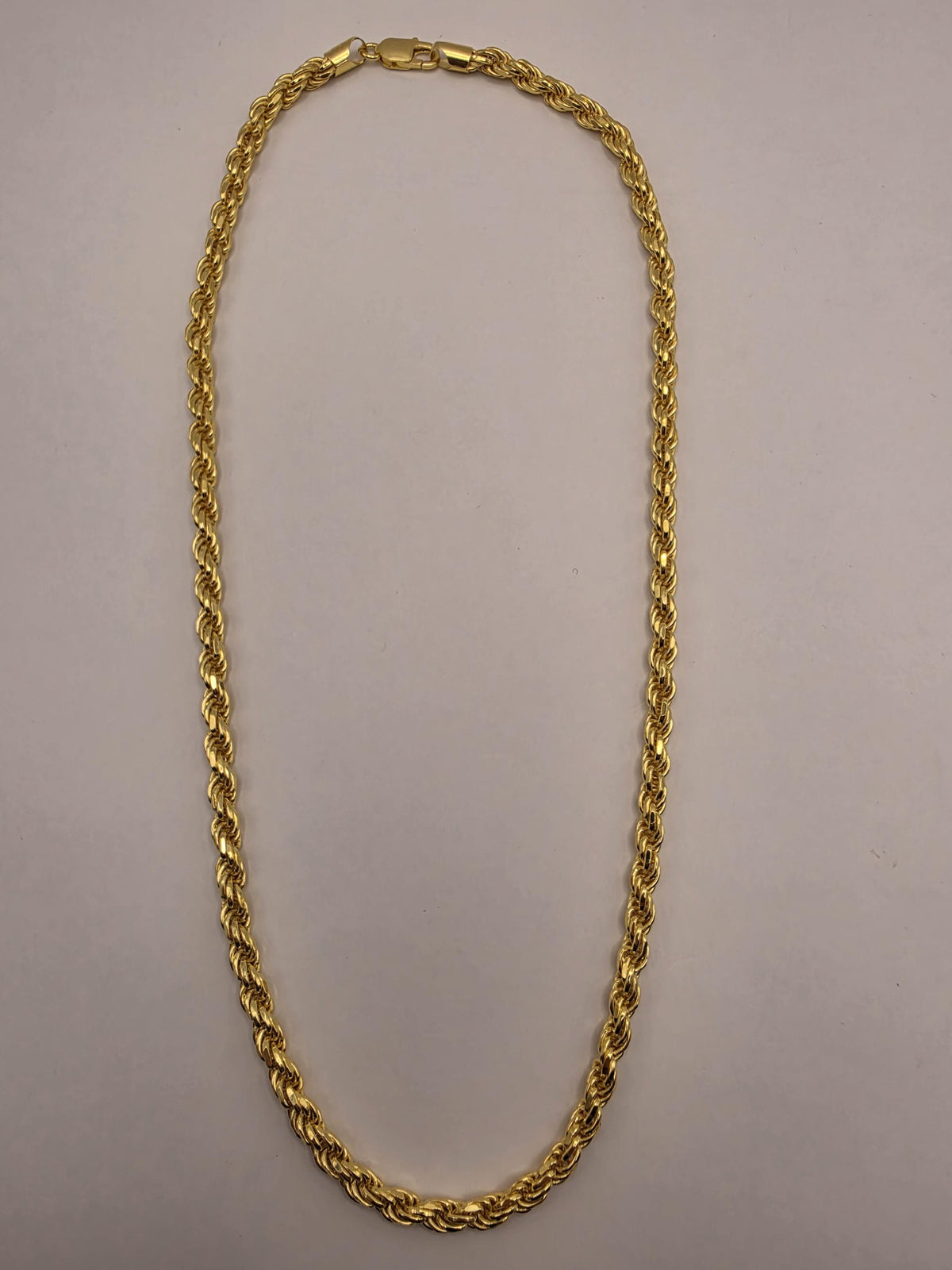 Heavy Gold Plated Sterling Silver Rope Chain Necklace 24 Inch 5mm 66g Statement Chain | Clamdiggers Forge