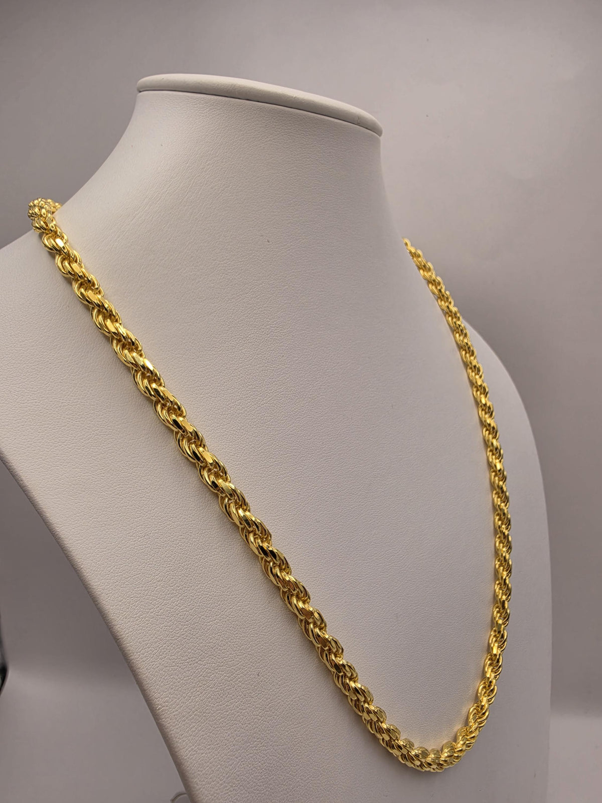 Heavy Gold Plated Sterling Silver Rope Chain Necklace 24 Inch 5mm 66g Statement Chain | Clamdiggers Forge