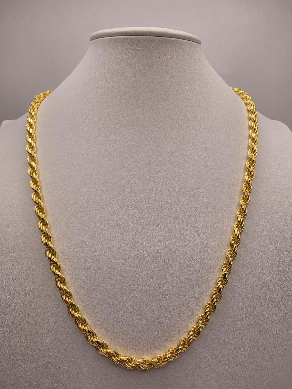 Heavy Gold Plated Sterling Silver Rope Chain Necklace 24 Inch 5mm 66g Statement Chain | Clamdiggers Forge