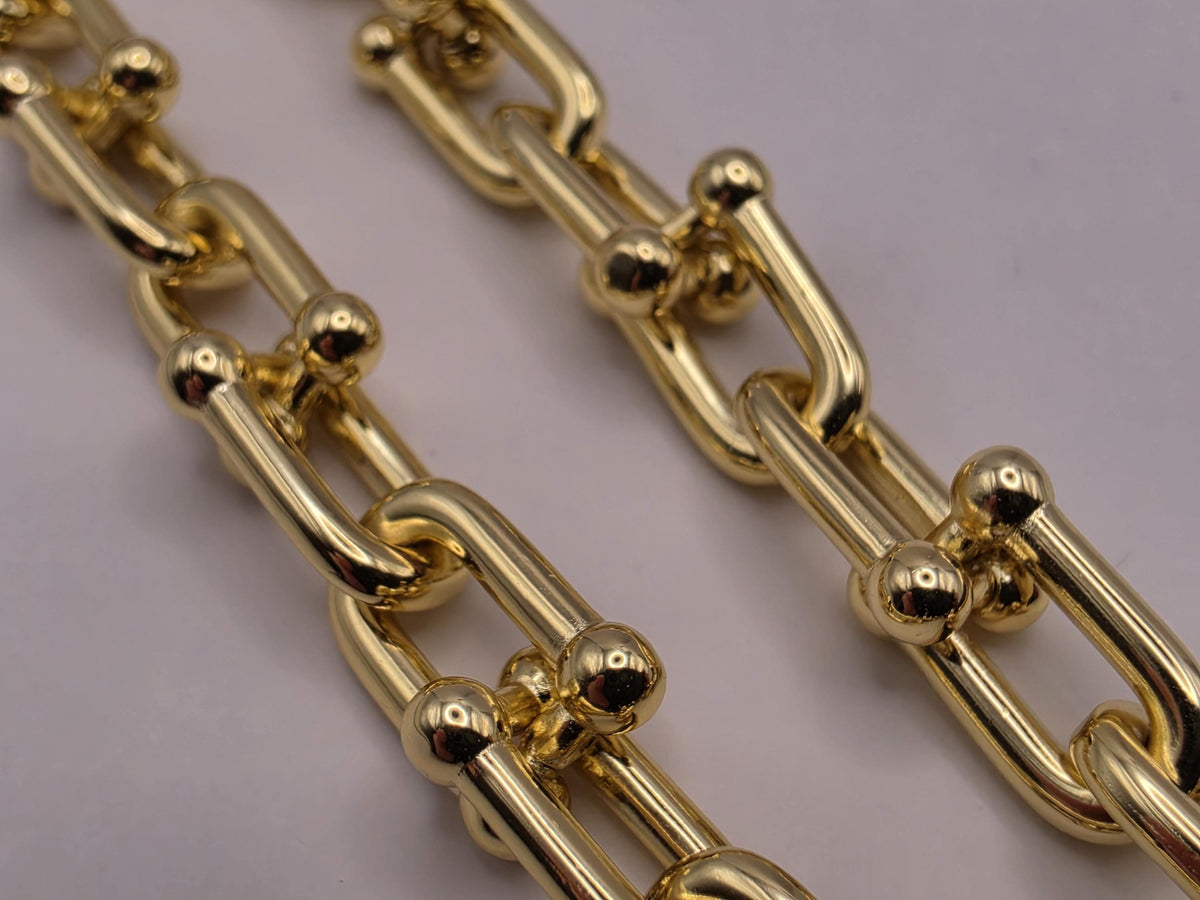 Gold Plated Sterling Silver Ball Link Paperclip Necklace 16 Inch 6mm 30g Hardware Chain | Clamdiggers Forge
