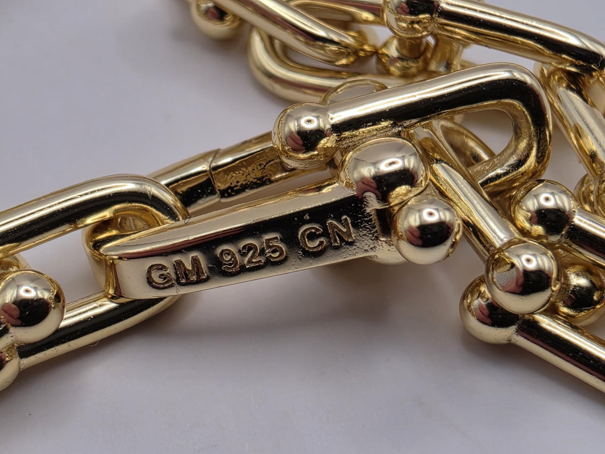 Gold Plated Sterling Silver Ball Link Paperclip Necklace 16 Inch 6mm 30g Hardware Chain | Clamdiggers Forge