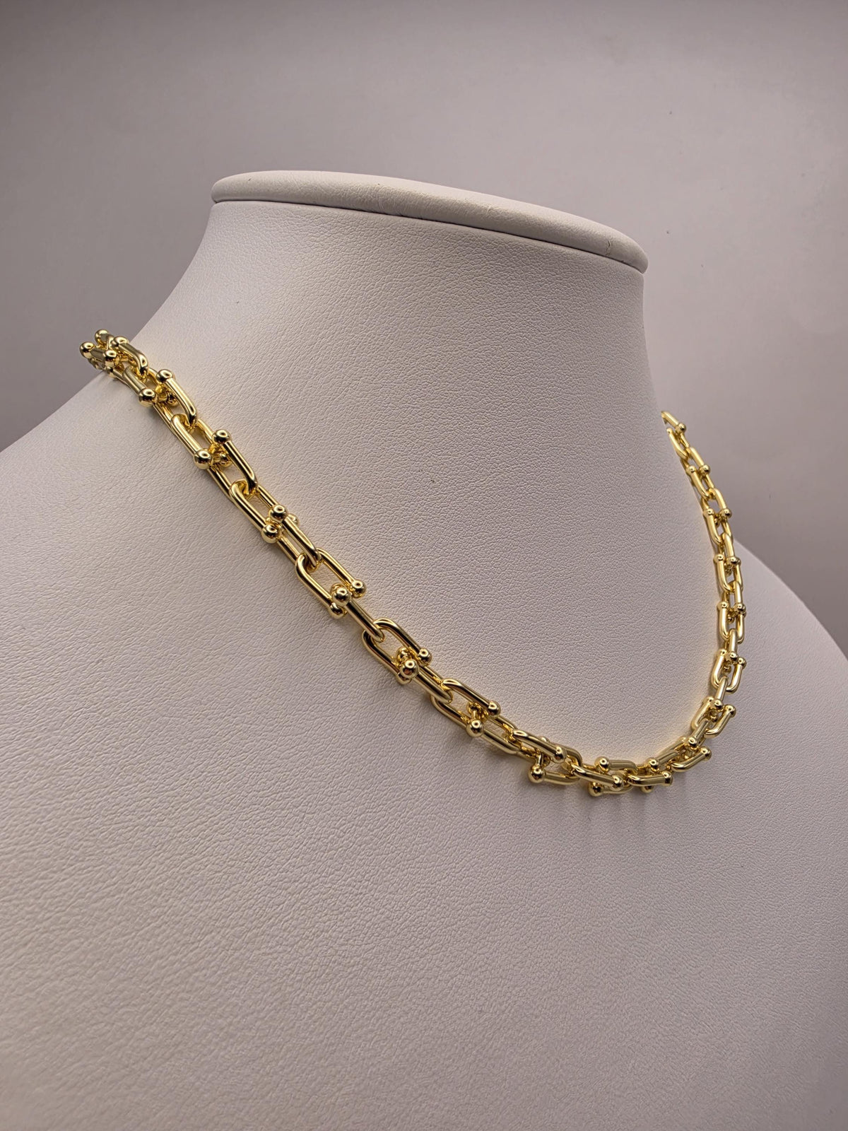 Gold Plated Sterling Silver Ball Link Paperclip Necklace 16 Inch 6mm 30g Hardware Chain | Clamdiggers Forge