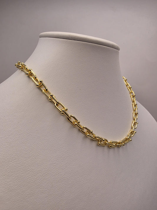Gold Plated Sterling Silver Ball Link Paperclip Necklace 16 Inch 6mm 30g Hardware Chain | Clamdiggers Forge
