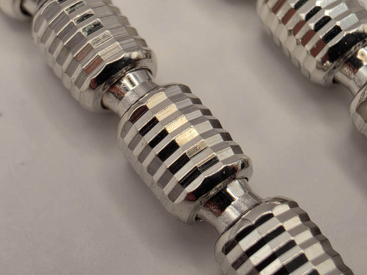 Sterling Silver Diamond Cut Drum Bead Chain Necklace 20 Inch 4mm 20.9g 925 Silver | Clamdiggers Forge