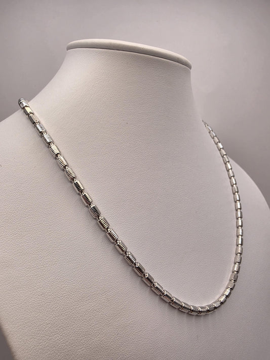 Sterling Silver Diamond Cut Drum Bead Chain Necklace 20 Inch 4mm 20.9g 925 Silver | Clamdiggers Forge