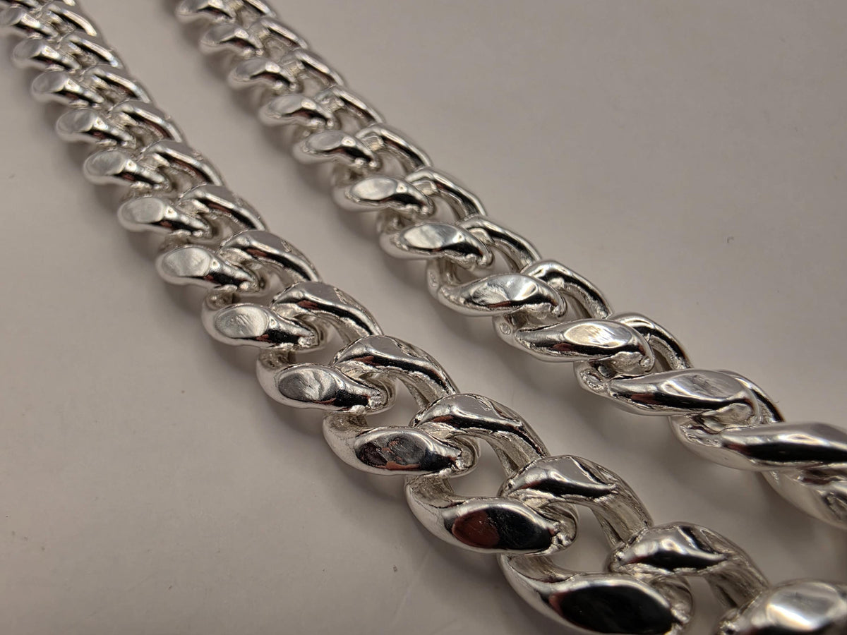 Heavy Sterling Silver Cuban Link Necklace 22 Inch 9mm 53.9g Curb Chain Mens Statement Jewelry | Clamdiggers Forge