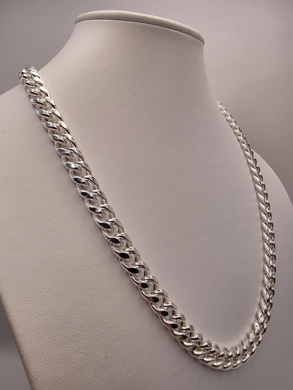 Heavy Sterling Silver Cuban Link Necklace 22 Inch 9mm 53.9g Curb Chain Mens Statement Jewelry | Clamdiggers Forge