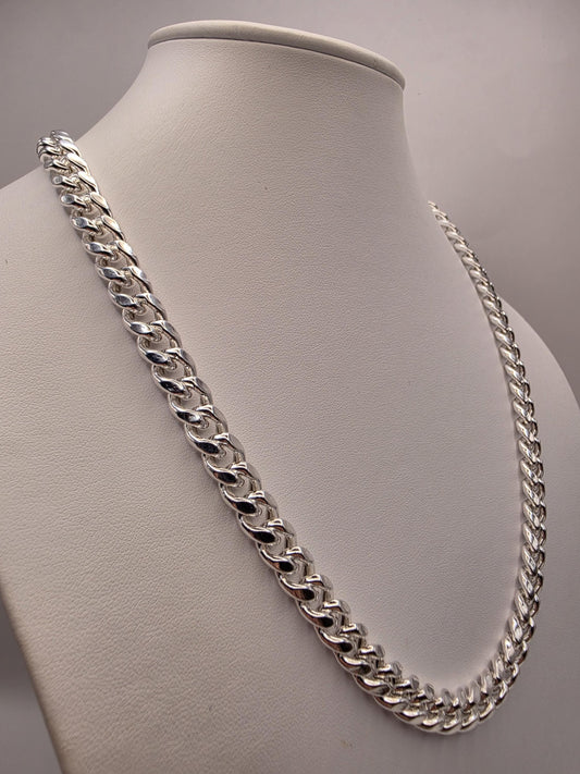 Heavy Sterling Silver Cuban Link Necklace 22 Inch 9mm 53.9g Curb Chain Mens Statement Jewelry | Clamdiggers Forge