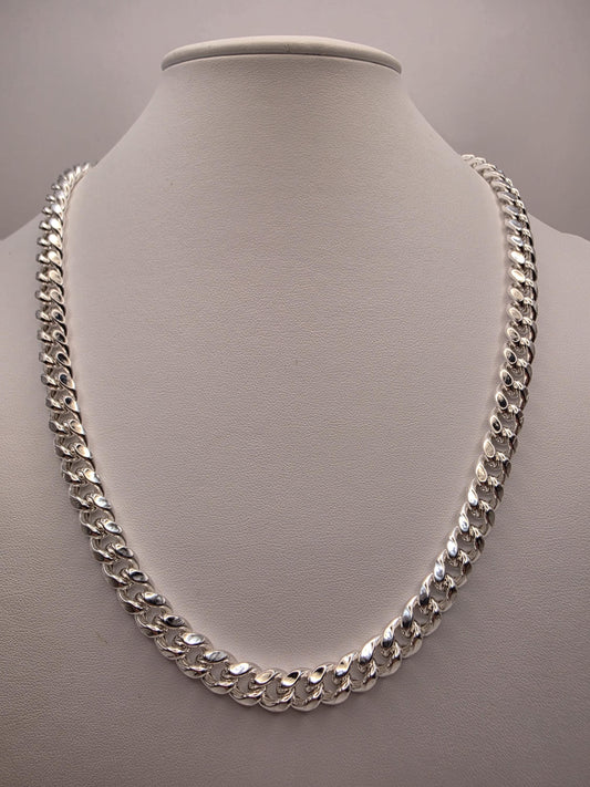 Heavy Sterling Silver Cuban Link Necklace 22 Inch 9mm 53.9g Curb Chain Mens Statement Jewelry | Clamdiggers Forge