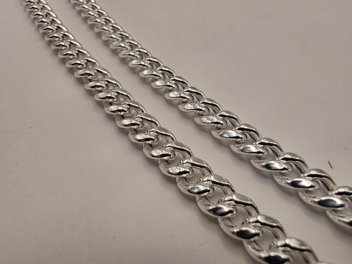 Sterling Silver Cuban Link Necklace 22 Inch 7mm 28.2g Curb Chain Mens Unisex Jewelry | Clamdiggers Forge