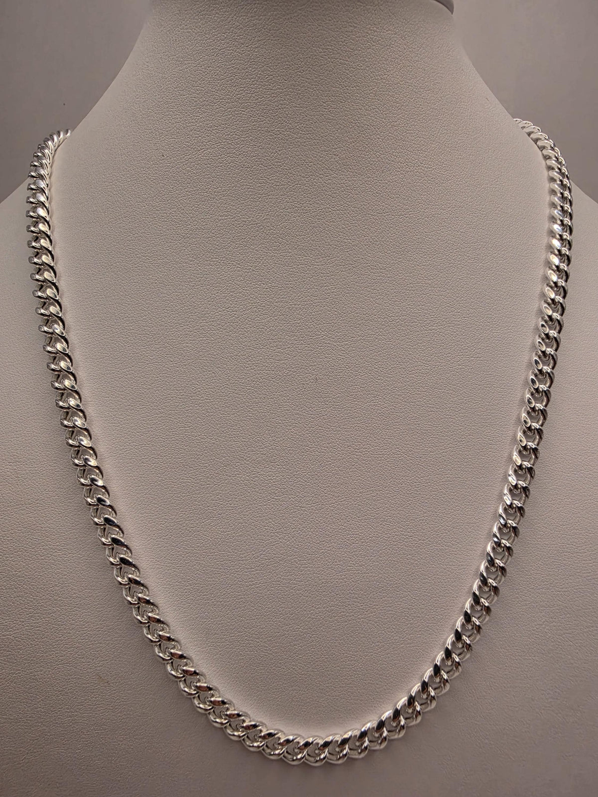 Sterling Silver Cuban Link Necklace 22 Inch 7mm 28.2g Curb Chain Mens Unisex Jewelry | Clamdiggers Forge